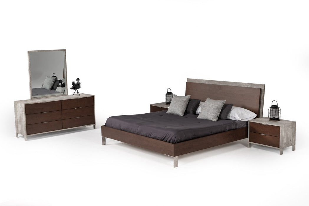 Jubilee Furniture - Camona Modern Dark Walnut & Faux Concrete Bedroom Set