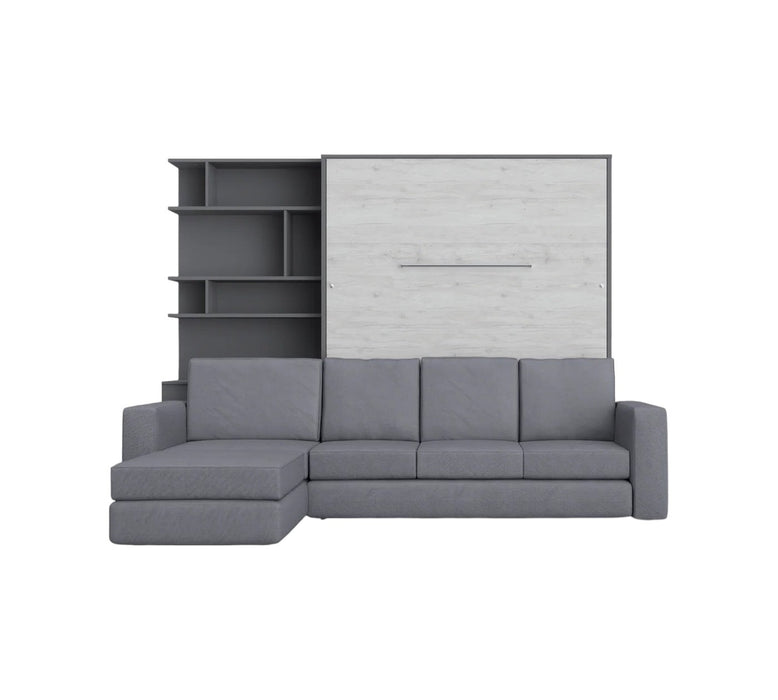 Maxima House - Invento Murphy Bed with Sectional Sofa and Integrated Bookcase, European Queen Size