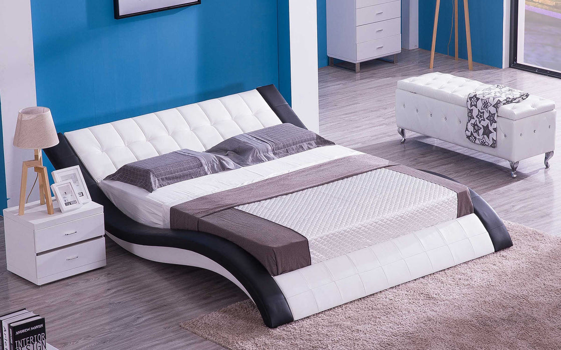 (Custom Order) Jubilee Furniture - Sunna Curved Modern Leather Platform Smart Bed With LED Light