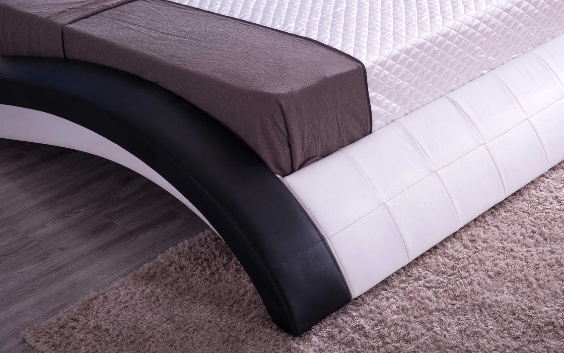 (Custom Order) Jubilee Furniture - Sunna Curved Modern Leather Platform Smart Bed With LED Light