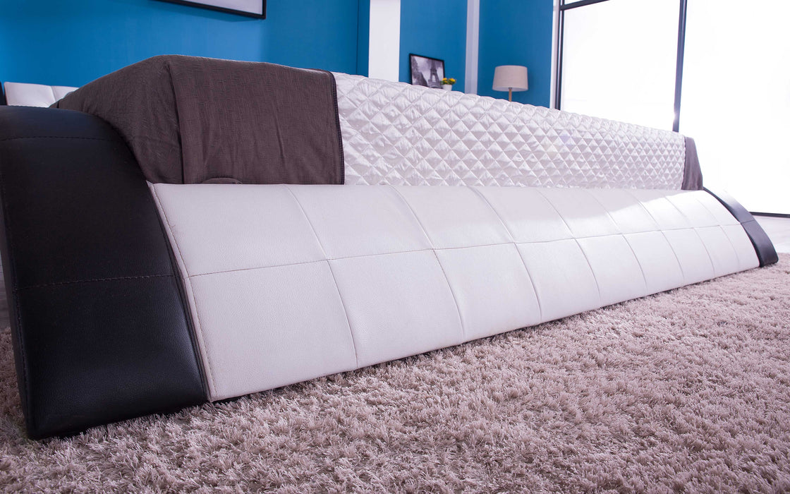 (Custom Order) Jubilee Furniture - Sunna Curved Modern Leather Platform Smart Bed With LED Light