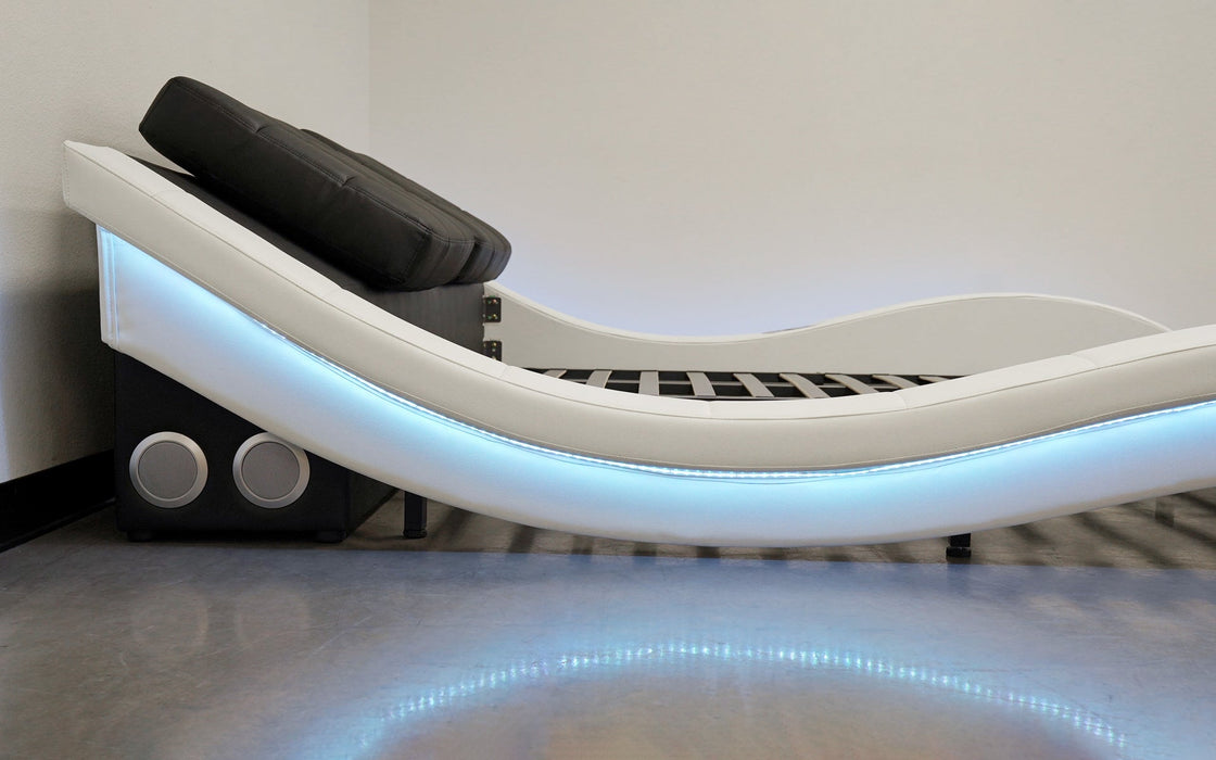 (Custom Order) Jubilee Furniture - Bianca Curved Modern Leather Platform Smart Bed With LED Light