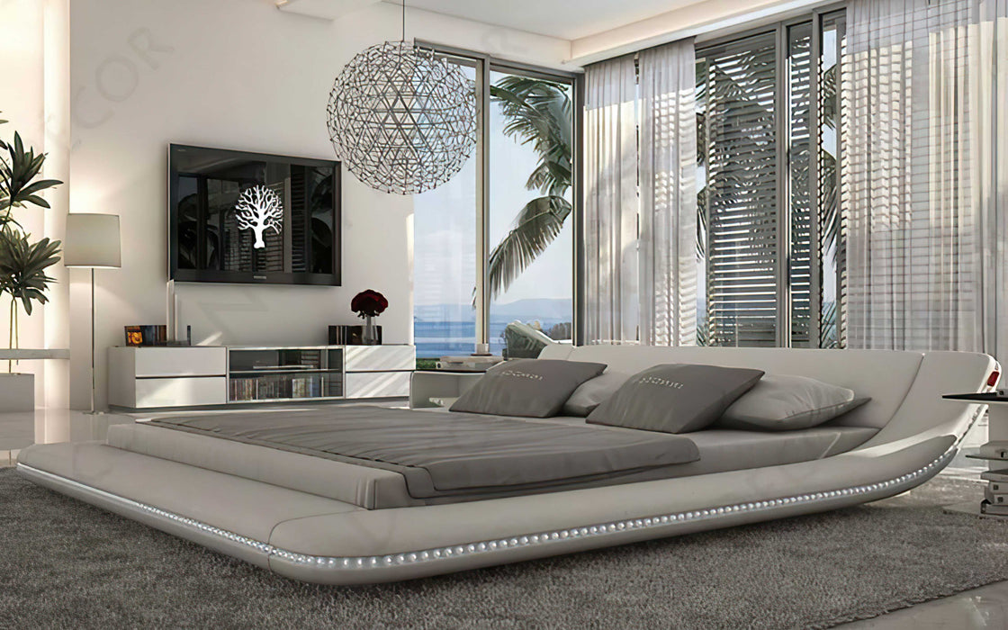 Jubilee Furniture - Tavia Modern Minimalist Bed with LED Lights