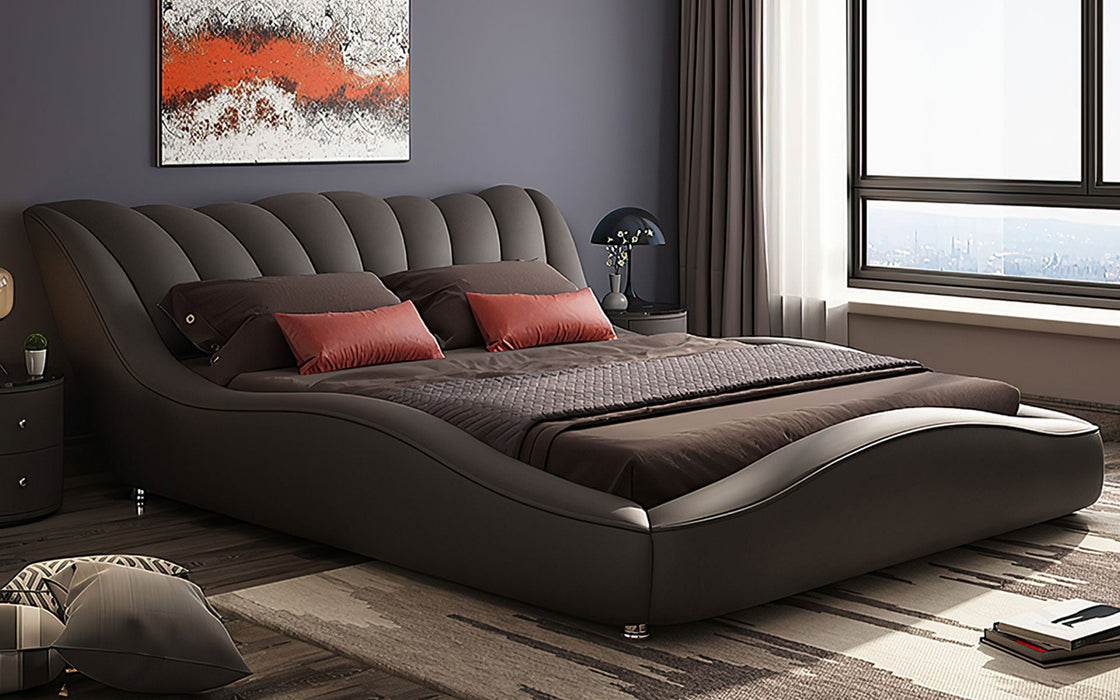 (Custom Order) Jubilee Furniture - Dax Modern Curved Leather Bed