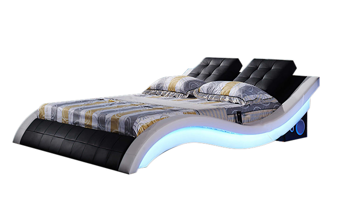 Jubilee Furniture - Bianca Curved Modern Leather Platform Smart Bed With LED Light