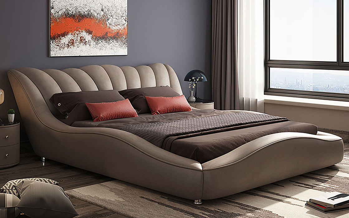 (Custom Order) Jubilee Furniture - Dax Modern Curved Leather Bed