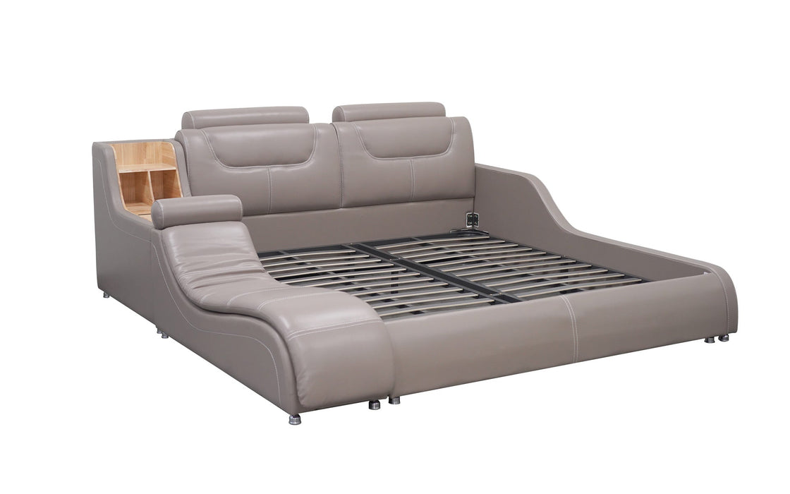 (Custom Order) Jubilee Furniture - Giamo Leather Bed with Chaise and Storage