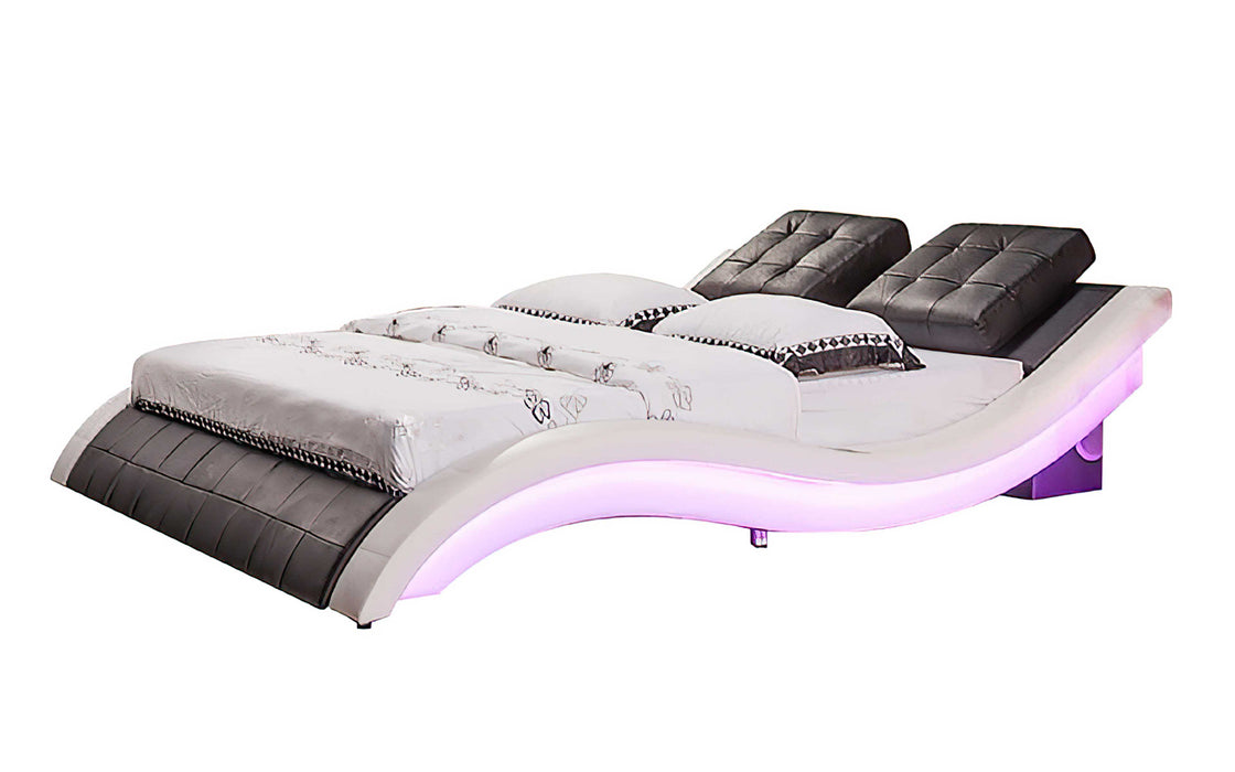 Jubilee Furniture - Bianca Curved Modern Leather Platform Smart Bed With LED Light