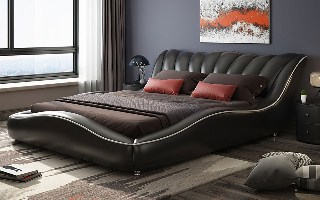 (Custom Order) Jubilee Furniture - Dax Modern Curved Leather Bed