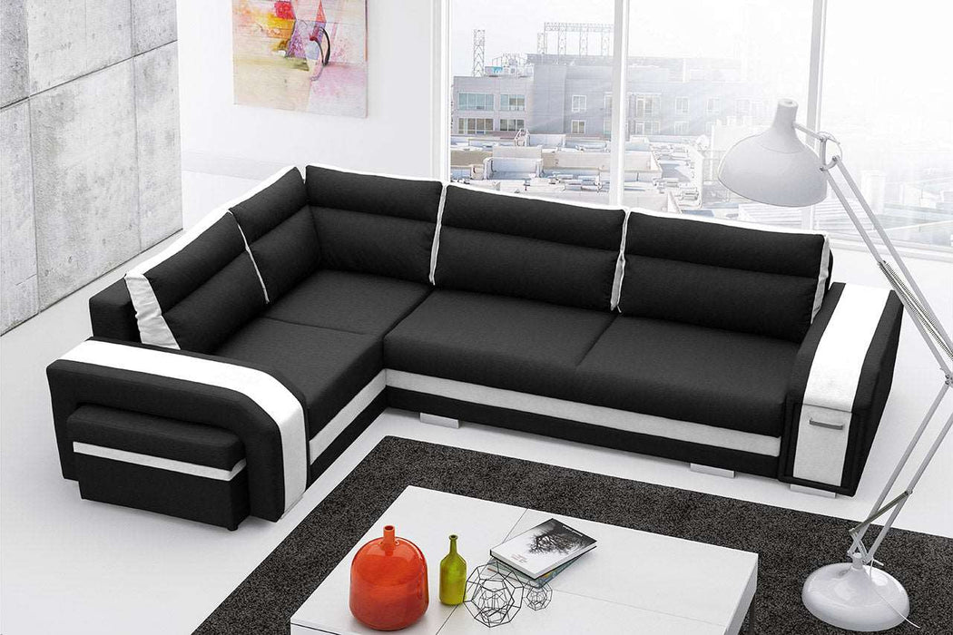 Maxima House - AMBROSE Faux Leather Sectional Sleeper with Storage