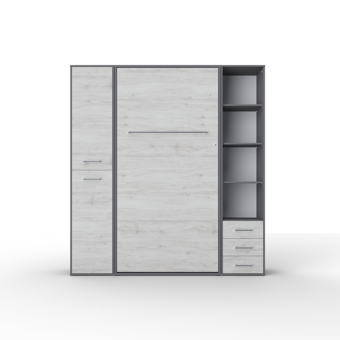 Maxima House - Invento European Full XL Vertical Wall Bed with Dual Storage Cabinets