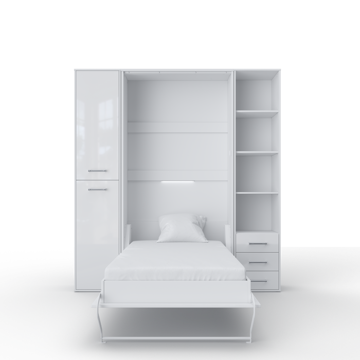 Maxima House - Invento European Full XL Vertical Wall Bed with Dual Storage Cabinets