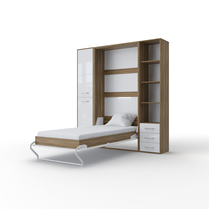 Maxima House - Invento European Full XL Vertical Wall Bed with Dual Storage Cabinets