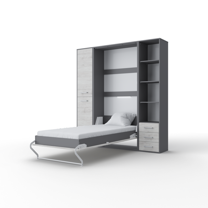 Maxima House - Invento European Full XL Vertical Wall Bed with Dual Storage Cabinets