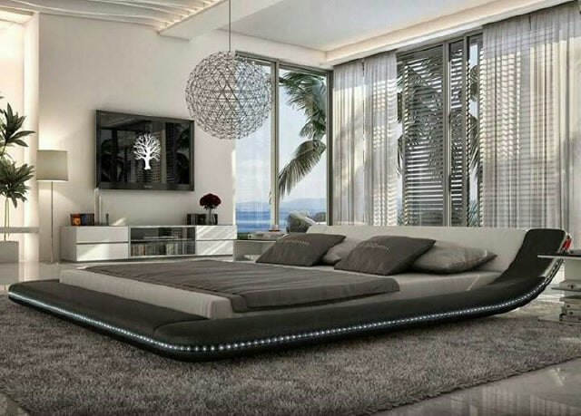 Jubilee Furniture - Tavia Modern Minimalist Bed with LED Lights