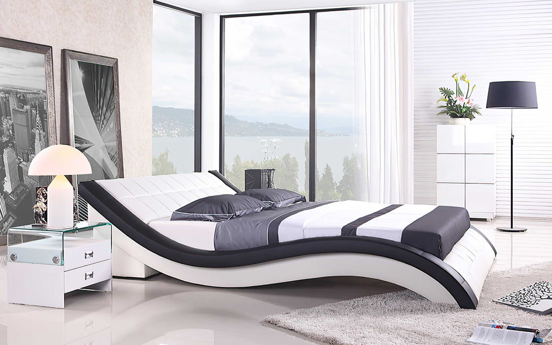 (Custom Order) Jubilee Furniture - Verdandi Curved Modern Leather Platform Bed