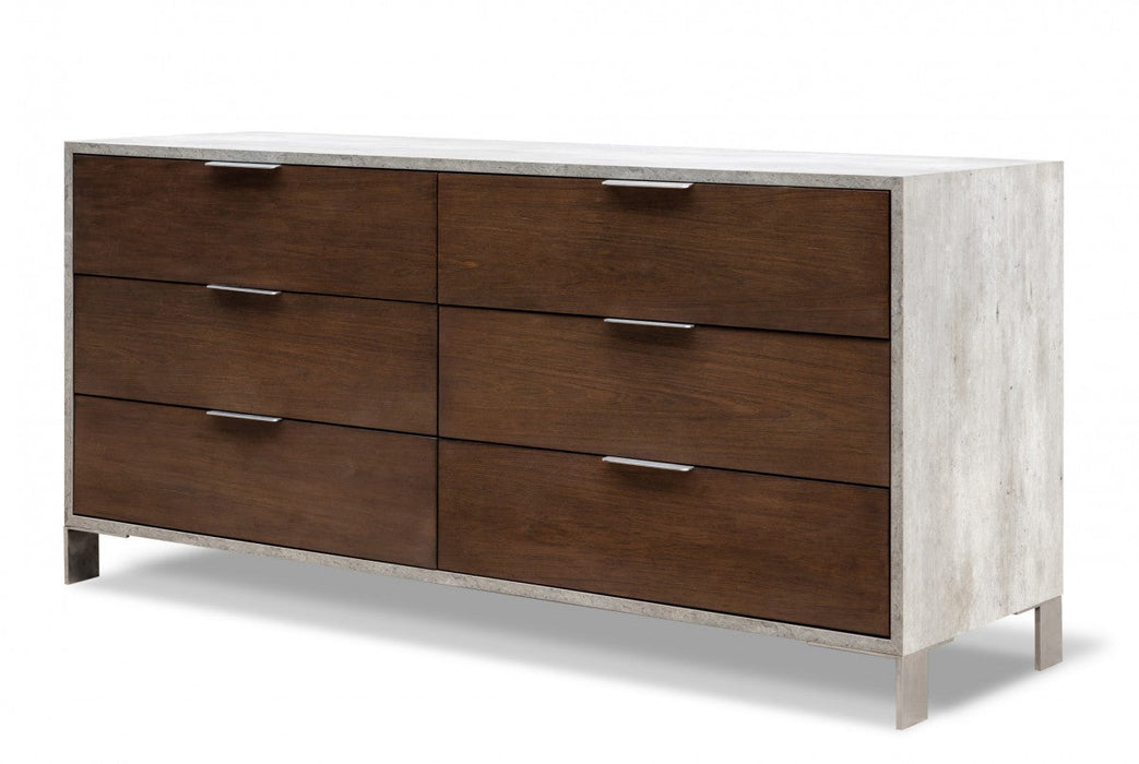 Jubilee Furniture - Camona Modern Dark Walnut & Faux Concrete Bedroom Set