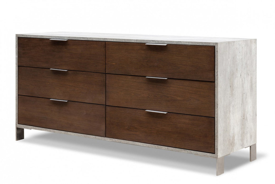 Jubilee Furniture - Nova Domus Redmond Modern Dark Walnut & Faux Concrete Dresser