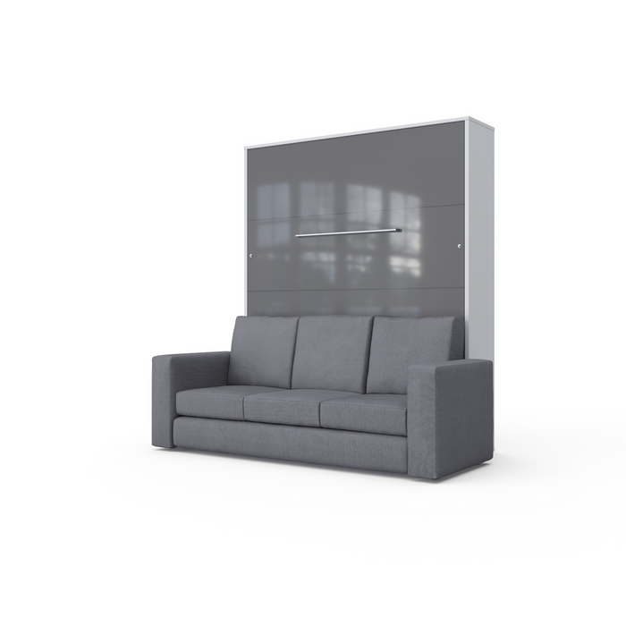 Maxima House - INVENTO Queen Vertical Murphy Bed With a Gray Sofa