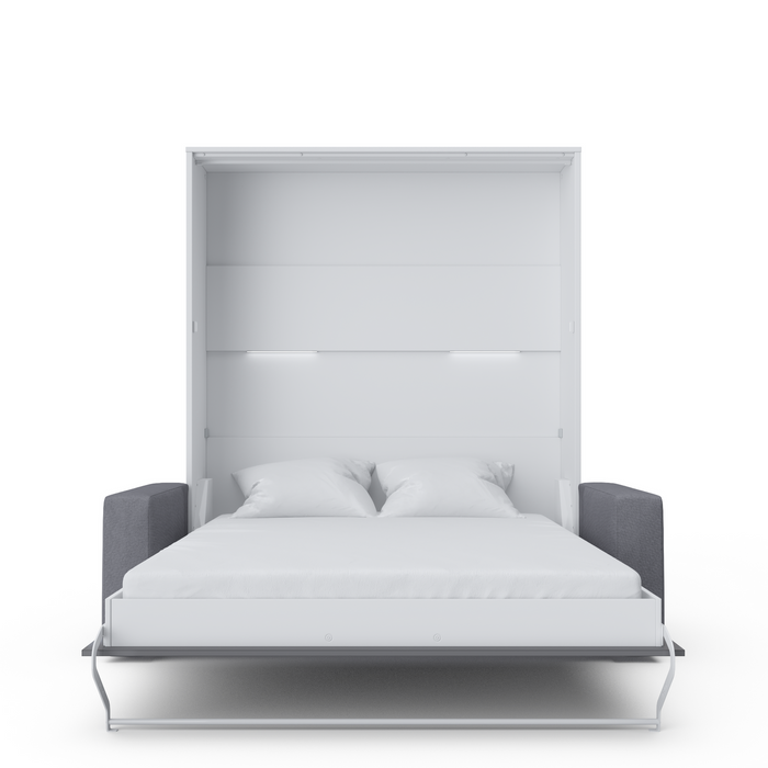 Maxima House - INVENTO Queen Vertical Murphy Bed With a Gray Sofa