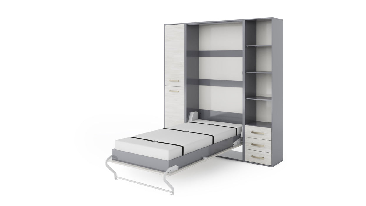 Maxima House - Invento European Twin Size Vertical Murphy Bed with Dual Storage Cabinets