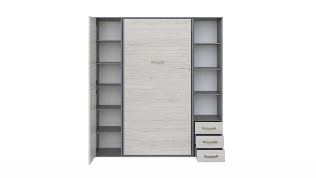 Maxima House - Invento European Twin Size Vertical Murphy Bed with Dual Storage Cabinets