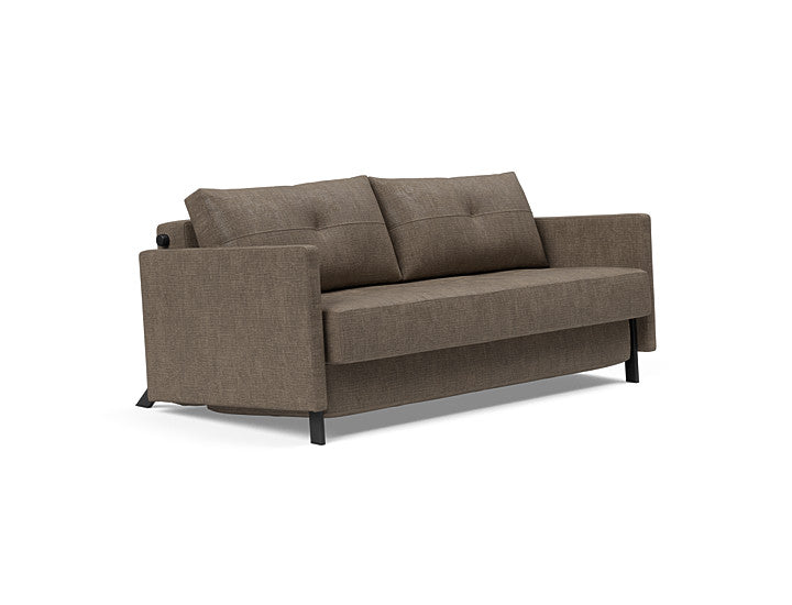 Innovation Living - Cubed 02 Sofa Bed with Arms in Full & Queen Size, Matt Black Steel Legs
