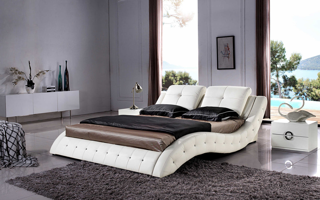 (Custom Order) Jubilee Furniture - Hnoss Curved Modern Leather Platform Bed