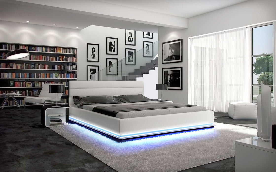 (Custom Order) Jubilee Furniture - Ramirez Modern Leather Bed with LED Lights