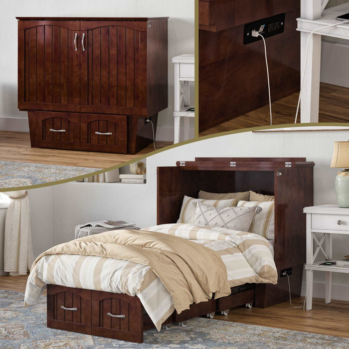 AFI - Nantucket Queen/Full/Twin Murphy Bed Chest with Storage and Charging Station