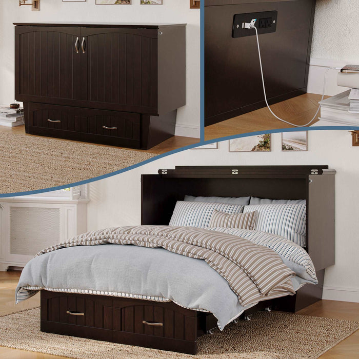 AFI - Nantucket Queen/Full/Twin Murphy Bed Chest with Storage and Charging Station