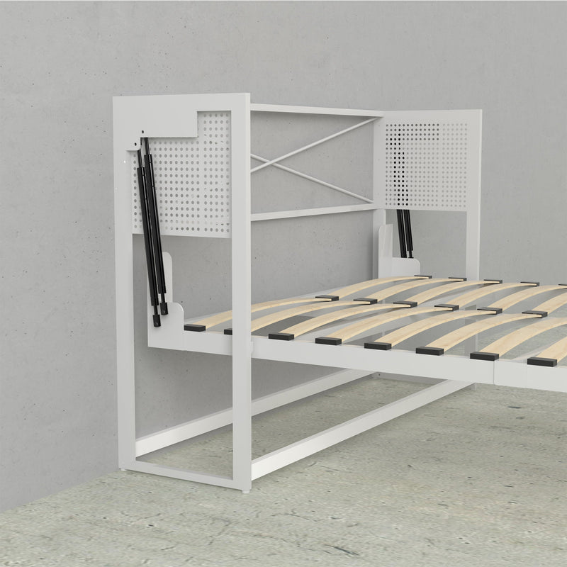 Leto Muro - Alegra Desk Wall Bed with Cabinet Full/Double Size in White Finish