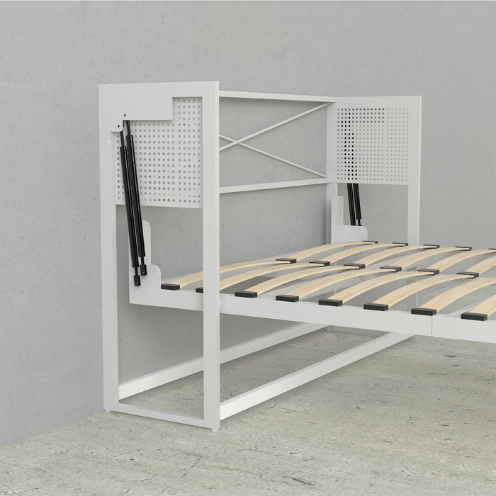 Leto Muro - Desk Wall Bed with Cabinet Double Size in White Finish