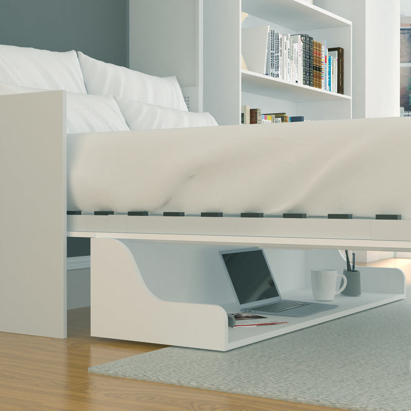 Leto Muro - Alegra Desk Wall Bed with Cabinet Full/Double Size in White Finish