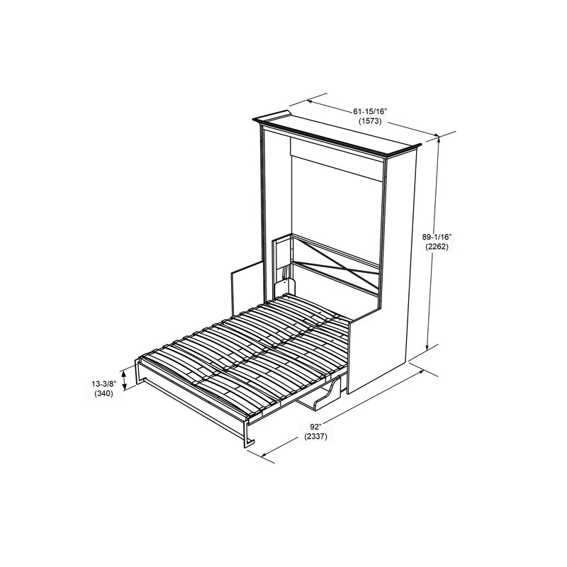 Leto Muro - Alegra Desk Wall Bed with Cabinet Full/Double Size in White Finish