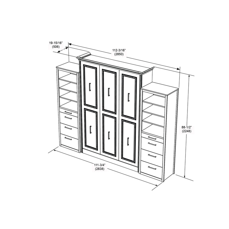 Leto Muro - Alegra Queen Portrait Wall Bed with Towers in White Finish