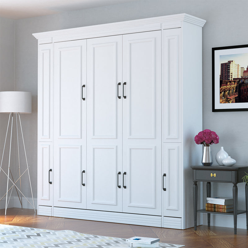 Leto Muro - Alegra Queen Portrait Wall Bed in White with Internal Storage