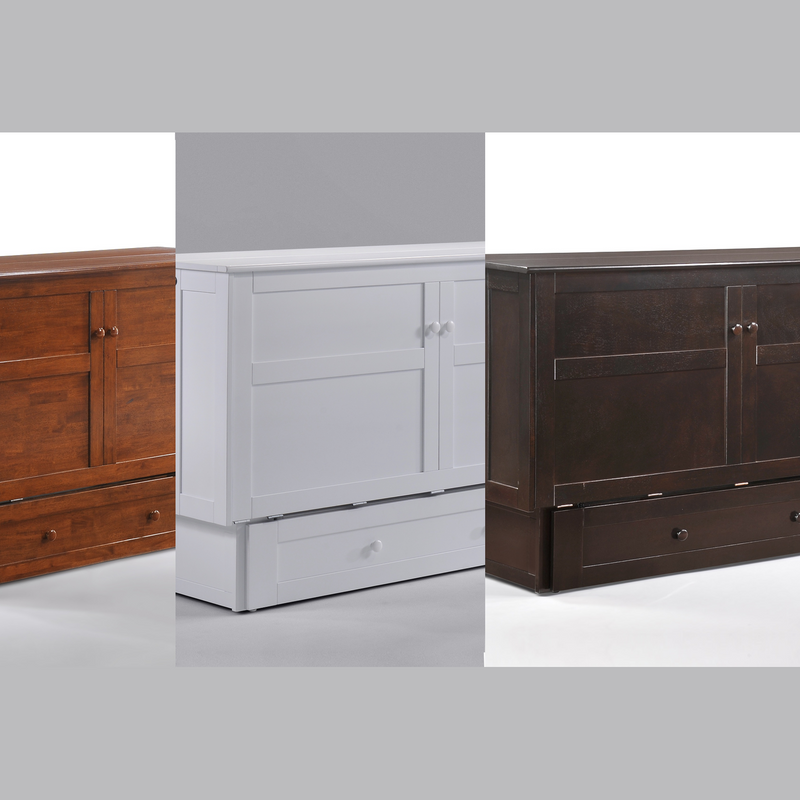 Night and Day Furniture - Clover Queen Cabinet Murphy Chest Bed with Mattress