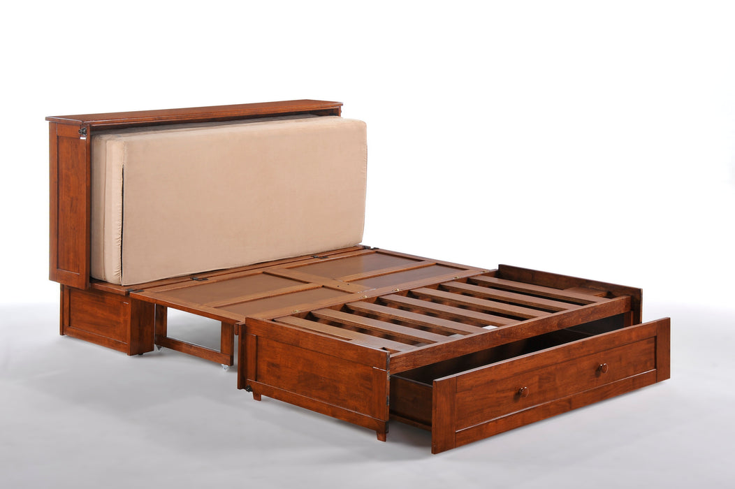 Night and Day Furniture - Clover Queen Cabinet Murphy Chest Bed with Mattress