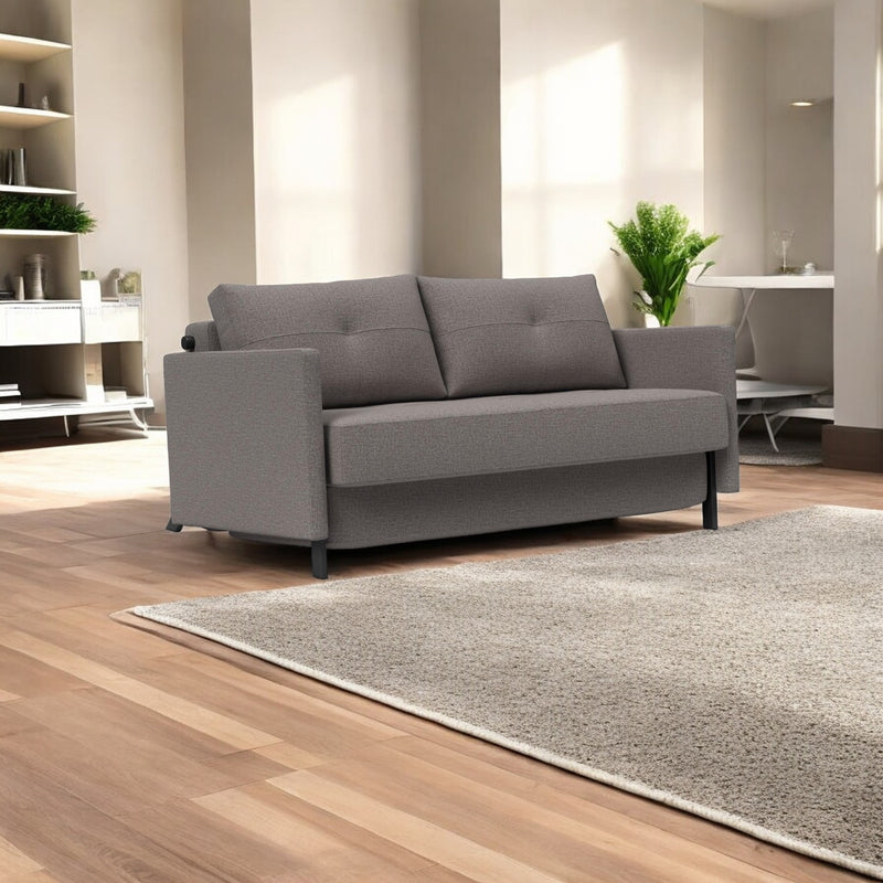 Innovation Living - Cubed 02 Sofa Bed with Arms in Full & Queen Size, Matt Black Steel Legs
