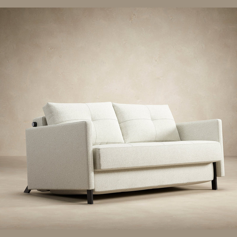 Innovation Living - Cubed 02 Sofa Bed with Arms in Full & Queen Size, Matt Black Steel Legs