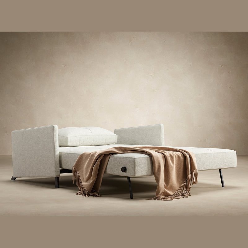 Innovation Living - Cubed 02 Sofa Bed with Arms in Full & Queen Size, Matt Black Steel Legs