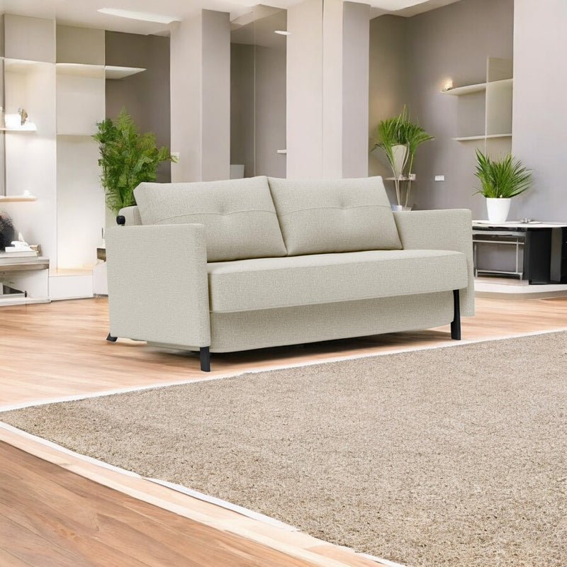 Innovation Living - Cubed 02 Sofa Bed with Arms in Full & Queen Size, Matt Black Steel Legs