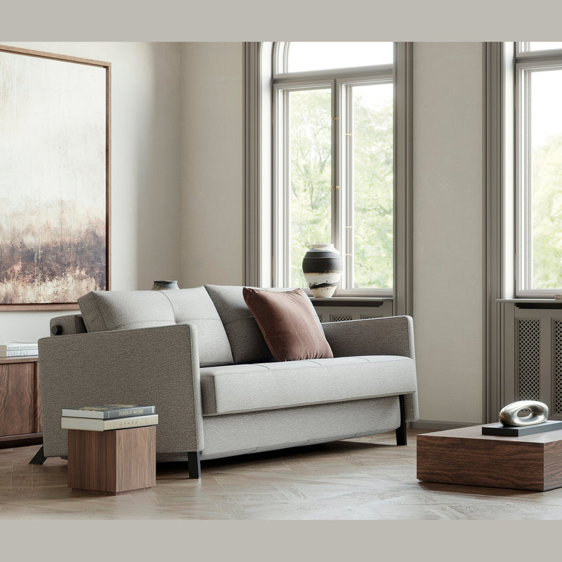 Innovation Living - Cubed 02 Sofa Bed with Arms in Full & Queen Size, Matt Black Steel Legs