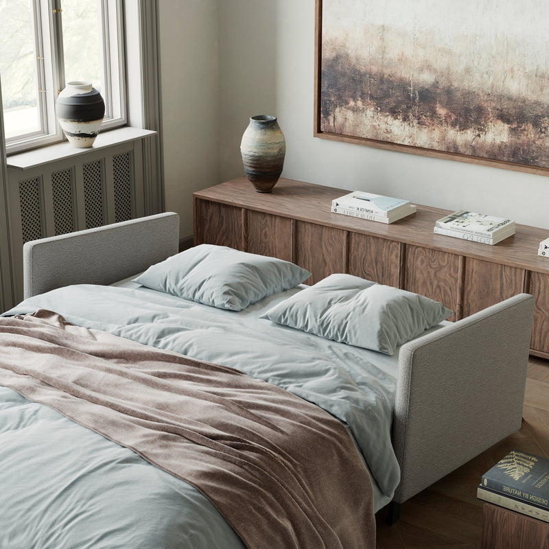 Innovation Living - Cubed 02 Sofa Bed with Arms in Full & Queen Size, Matt Black Steel Legs