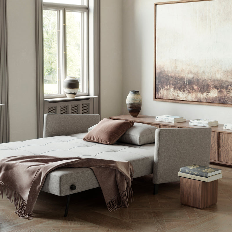 Innovation Living - Cubed 02 Sofa Bed with Arms in Full & Queen Size, Matt Black Steel Legs