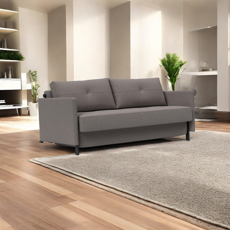 Innovation Living - Cubed 02 Sofa Bed with Arms in Full & Queen Size, Matt Black Steel Legs