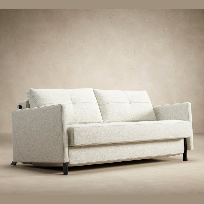 Innovation Living - Cubed 02 Sofa Bed with Arms in Full & Queen Size, Matt Black Steel Legs
