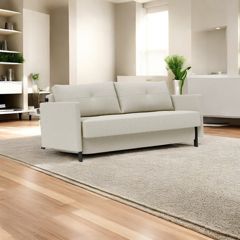 Innovation Living - Cubed 02 Sofa Bed with Arms in Full & Queen Size, Matt Black Steel Legs