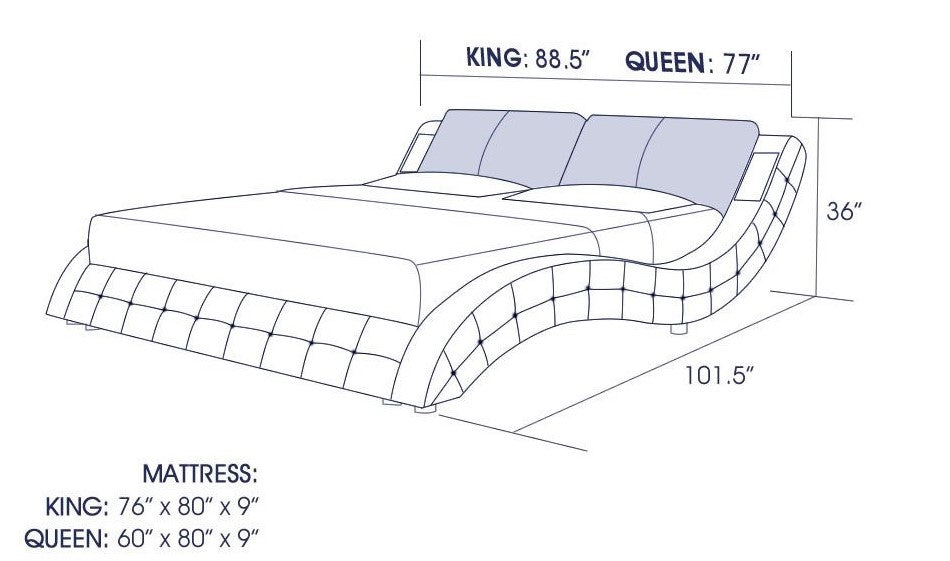 (Custom Order) Jubilee Furniture - Deskins Modern Tufted Leather Bed